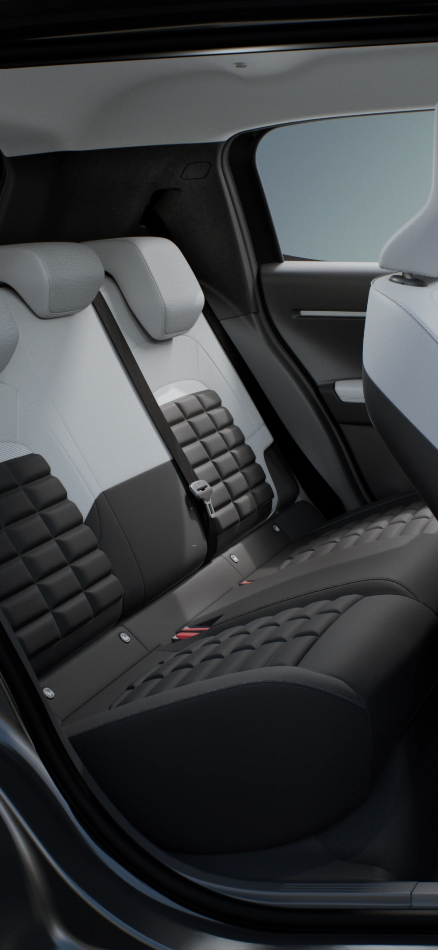 Side Innenraumansicht des Citroën ë-C3 Elektro-SUV präsentiert geräumige Sitzgelegenheiten für komfortable, praktische und erschwingliche Alltagsmobilität.